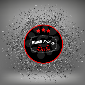 Black Friday Sticker and Confetti Isolated on Sost Grey Background