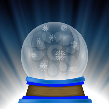 Empty Snow Globe Isolated on Blue Wave Background
