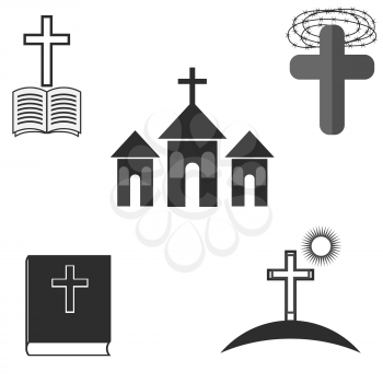 Set of Religion Icons Isolated on White Background