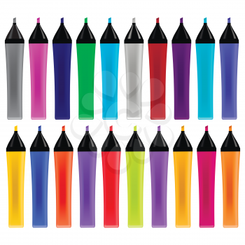 Set od Colorful Markers Isolated on White Background. Office Tools.