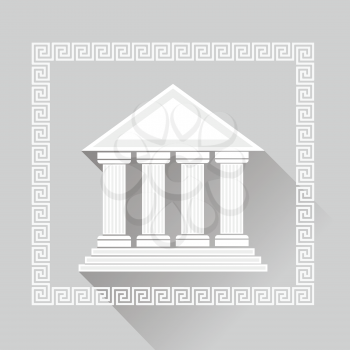Greek Pillars Icon Isolated on Grey Background. Long Shadow.