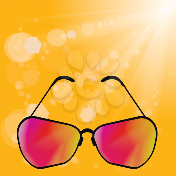 Sun Glasses on Yellow Summer  Blurred Background