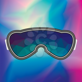 Ski Goggle with Colorful Glasses Isolated on Blue Soft Background