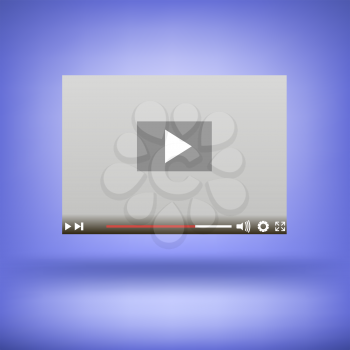 Video Player Icon Isolated on Soft Blue Background