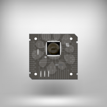 Circuit Isolated on Soft Gray Background. Part of Computer