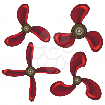 Set of Red Propeller Icons Isolated on White Background.