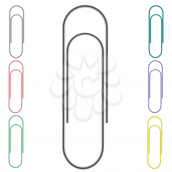 Set of Colorful Paper Clips Isolated on White Background