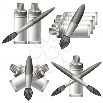 Set of Different Grey Paint Icon Isolated on White Background. Symbol of Painter