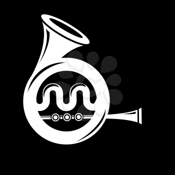 Musical French  Horn Icon Isolated on Black Background. French Horn Icon.  French Horn Icon Web Design. French Horn Icon Concept. French Horn Icon  Symbol.   French Horn Sign