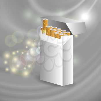 Open Cigarette Pack on Star Grey Wave Background