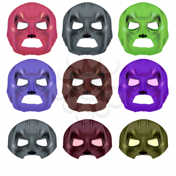 Set of Colorful Superhero Mask Isolated on White Background