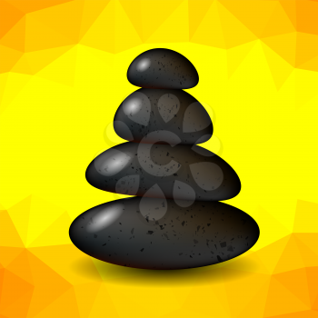 Yellow Polygonal Spa Background with Stones. Spa Stones.