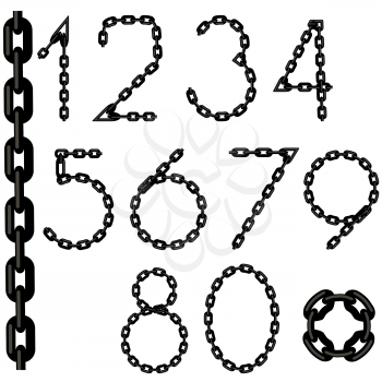 Chain Number Collection Isolated on White Background.