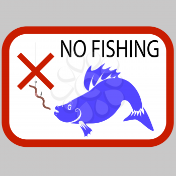 Fishing Prohibited Sign Isolated on Grey Background