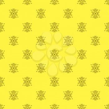 Texture on Yellow. Element for Design. Ornamental Backdrop. Pattern Fill. Ornate Floral Decor for Wallpaper. Traditional Decor on Yellow Background