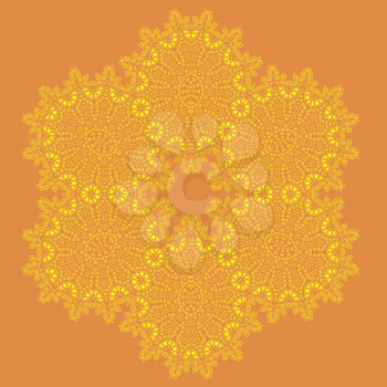 Mandala Isolated on Orange Background. Round Ornament
