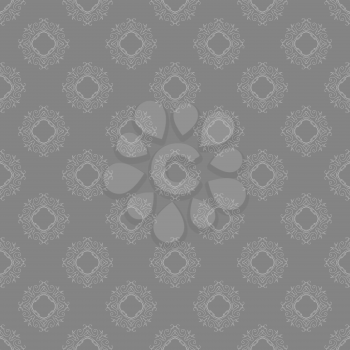 Seamless Texture on Grey. Element for Design. Ornamental Backdrop. Pattern Fill. Ornate Floral Decor for Wallpaper. Traditional Decor on Background
