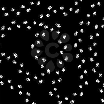 Paw Prints Silhouettes Isolated on Black Background