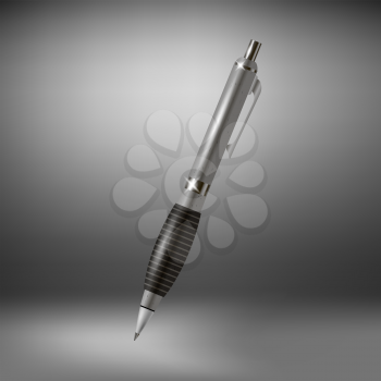 Single Pen Isolated on Soft Grey Background. Office Tool