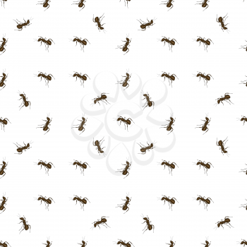 Seamless Animal Pattern. Ant Isolated on White Background.