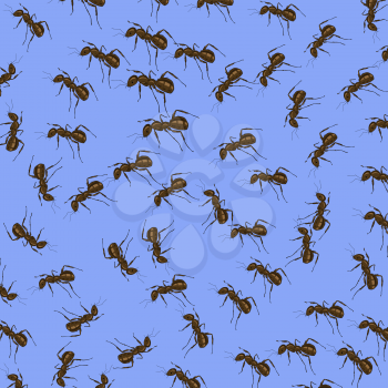 Animal Pattern. Ant Isolated on Blue Background.