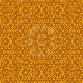 Seamless Texture on Orange. Element for Design. Ornamental Backdrop. Pattern Fill. Ornate Floral Decor for Wallpaper. Traditional Decor on Background