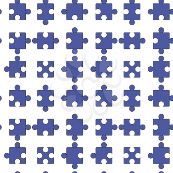 Set of Blue Pazzle Isolated on White Background. Seamless Jigsaw Pattern