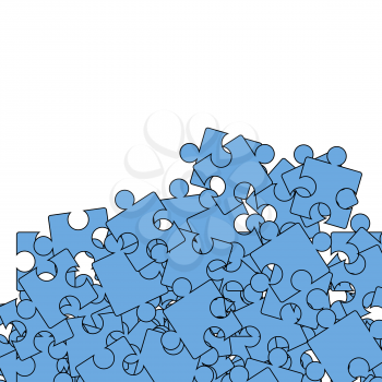 Set of Blue Pazzle  on White Background.  Jigsaw Pattern