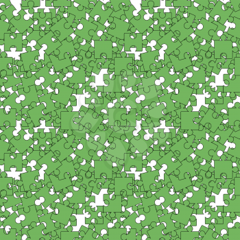 Set of Green Pazzle  on White Background. Seamless Jigsaw Pattern