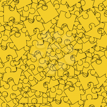 Yellow Puzzle Background. Seamless Jigsaw Pattern. Top View
