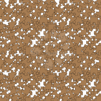 Set of Brown Pazzle on White Background. Seamless Jigsaw Pattern