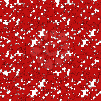 Set of Red Pazzle  on White Background. Jigsaw Pattern