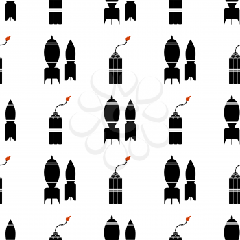 Bomb Silhouettes Seamless Pattern. Military Weapon Background