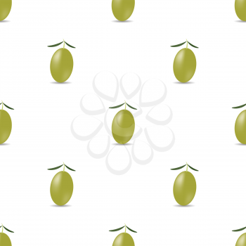 Green Olives Isolated on White Pattern. Seamless Pattern
