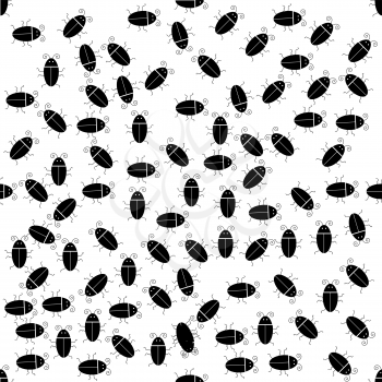 Silhouettes of Bugs Seamless Pattern. Virus Concept Bckground