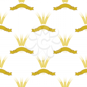 Wheats Ribbon Seamless Pattern. Beer Icons Isolated.