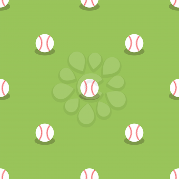 Baseball Seamless Pattern. Sport Background. Balls Isolated on Green Background.