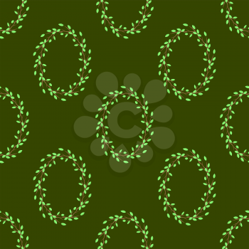 Summer Green Leaves Isolated on Green Background. Seamless Leaves Pattern
