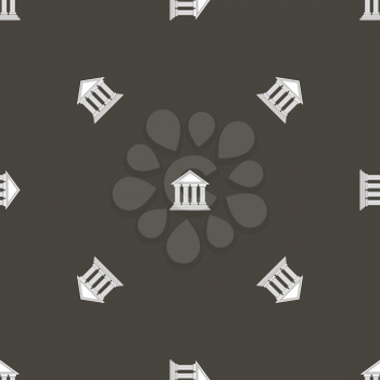 Greek Temple Icon Seamless Pattern on Grey Background.