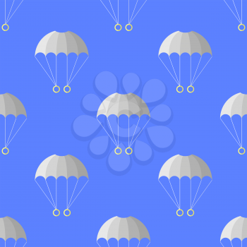 Parachute Seamless Pattern on Blue Sky. Extreme Sport Background.