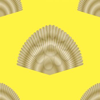 Exotic Seashell Seamless Pattern on Yellow Background