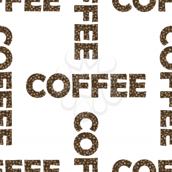 Set of Coffee Cups  Seamless Pattern on White Background. Decorative Design Text Coffee