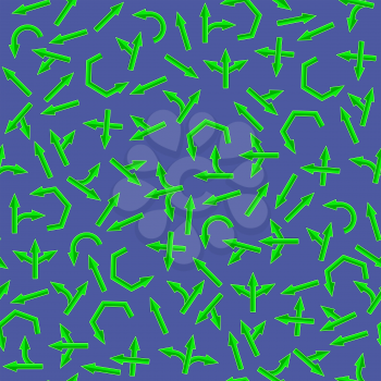 Set of Green Arrows Seamless Pattern on Blue Background