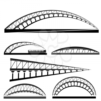 Set of Bridge Icons Isolated on White Background. Bridge Logo.