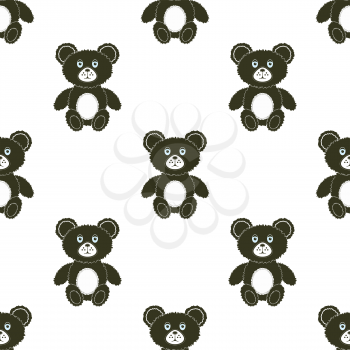 Cute Bear Isolated Seamless Pattern. Toy Background