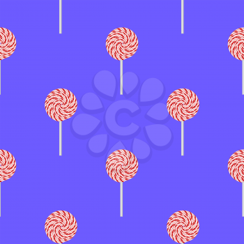 Sweet Candy Isolated on Blue Background. Seamless Pattern