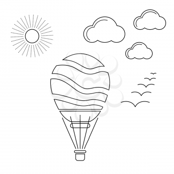 Air Balloon Linear Icon Isolated on White Background