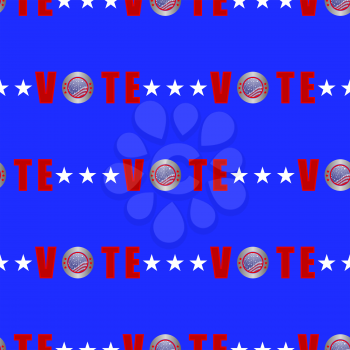 American Vote Seamless Pattern on Blue Background.