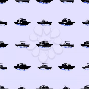 Sea Ships Silhouettes Seamless Pattern. Sailing Boat Background