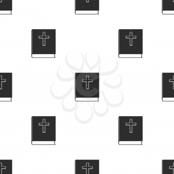 Religion Icon with Bible Isolated on White Background. Seamless Pattern